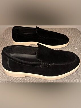 Zara Black Suede Slip-On Loafers with Cream Sole